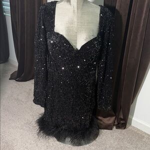 Fashion Nova Black Sequin Midi Dress